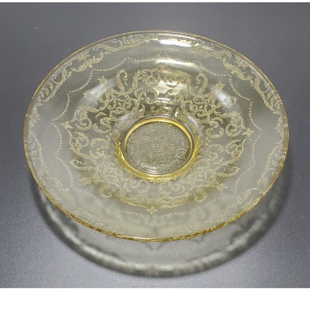 FEDERAL MADRID AMBER YELLOW DEPRESSION GLASS 11" Low Console Bowl